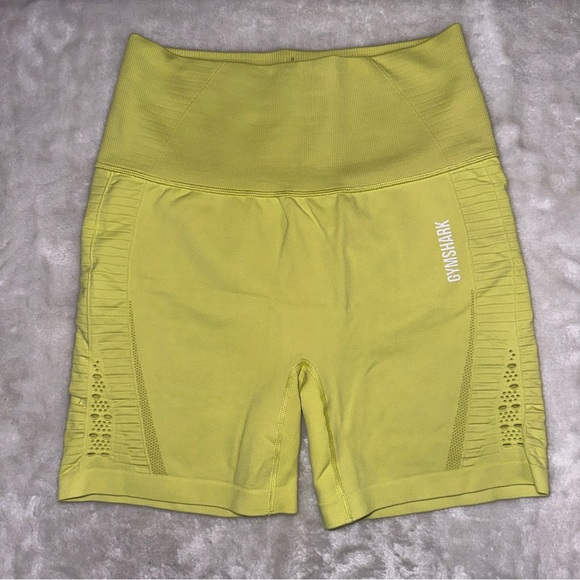 Gymshark Energy Seamless Neon Yellow Biker Shorts Size Small - Picture 7 of 12